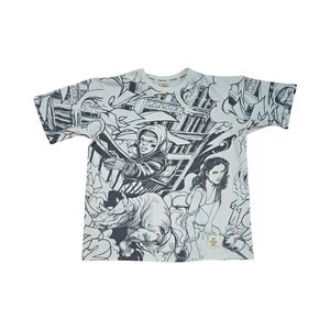 Ecko Unlimited Shirt Mens 3XL White Black All Over Print Comic Series Rare Y2K